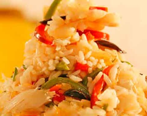 arroz com bacalhau e pimentão
