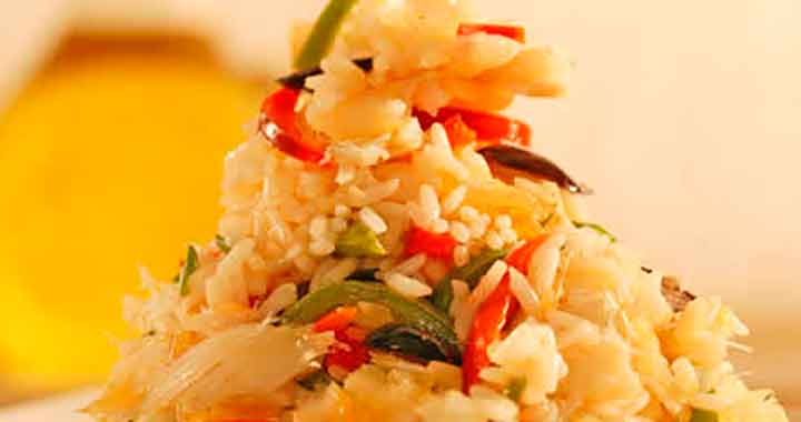 arroz com bacalhau e pimentão
