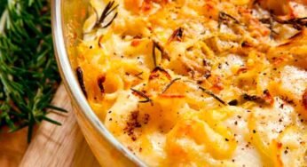 Receita de lombo de bacalhau com queijo e brócolis.