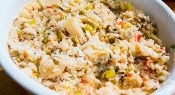 Salada de bacalhau com arroz e lentilha – Prato frio