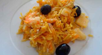 Receita de Bacalhau à Brás com Camarões