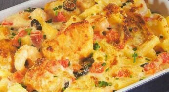 Bacalhau Gratinado com Cogumelo e Batatas