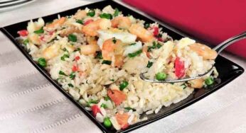 Receita de Arroz com Bacalhau e Camarão Rosa Limpo