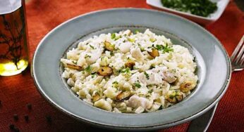 Receita de Risoto de Bacalhau e Amêndoas Picadas