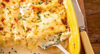 Lasanha de Bacalhau com Molho Branco Gratinado