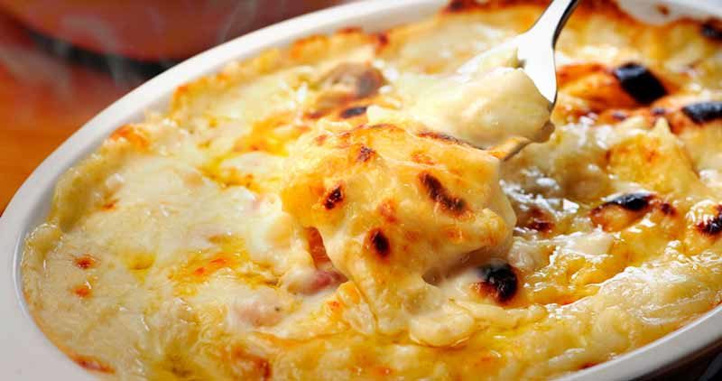 Receita de bacalhau com natas gratinado