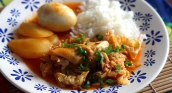 Bacalhau ao leite de coco com batatas