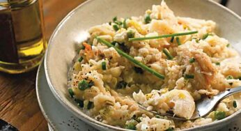 Receita de risoto de bacalhau e alho-poró