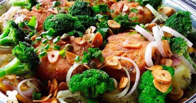 Bacalhau de forno com legumes e azeite