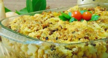 Gratinado de bacalhau com grão-de-bico