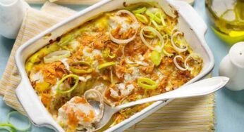 Travessa Colorida de Bacalhau Gratinado ao Forno