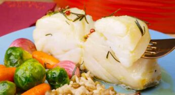 Bacalhau ao Forno com Arroz e Lentilhas