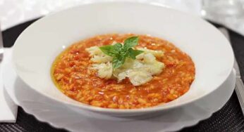 Risoto de Tomate com Lascas de Bacalhau