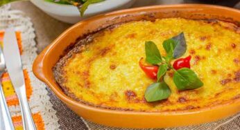 Bacalhau Gratinado com Purê de Batata e Alho Francês