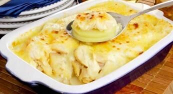 Bacalhau Gratinado com Provolone e Muçarela