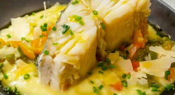 Bacalhau de Forno com Polenta e Parmesão Ralado