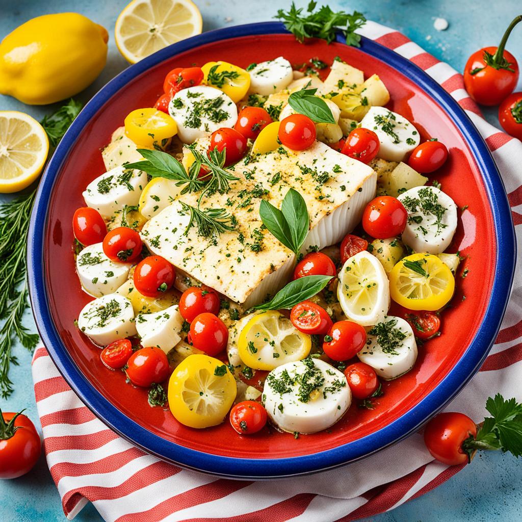 Bacalhau com Pimentos e Cebolas Assado no Forno