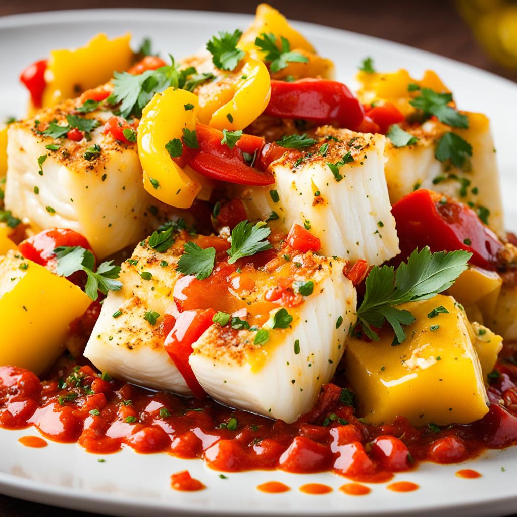 bacalhau à espanhola com pimentão