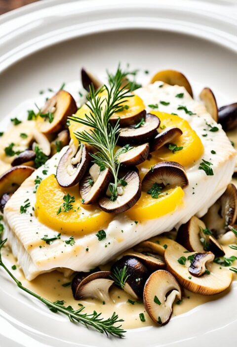 bacalhau ao creme de leite e cogumelos