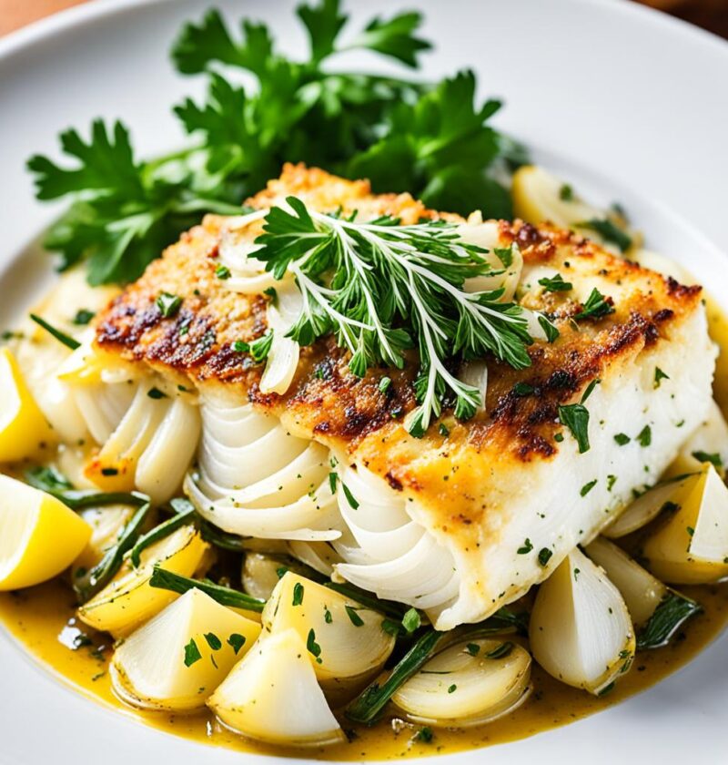 bacalhau ao forno com cebola roxa e alho