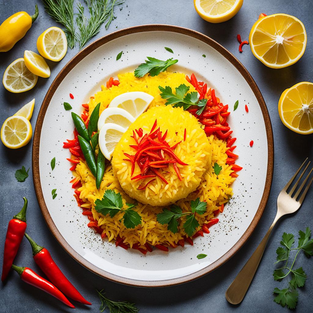 bacalhau com arroz de açafrão e pimentos