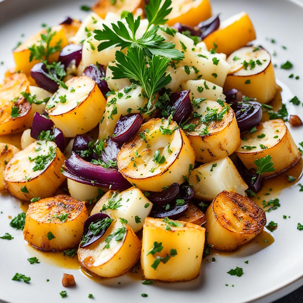 bacalhau com batatas ao murro e cebolas caramelizadas