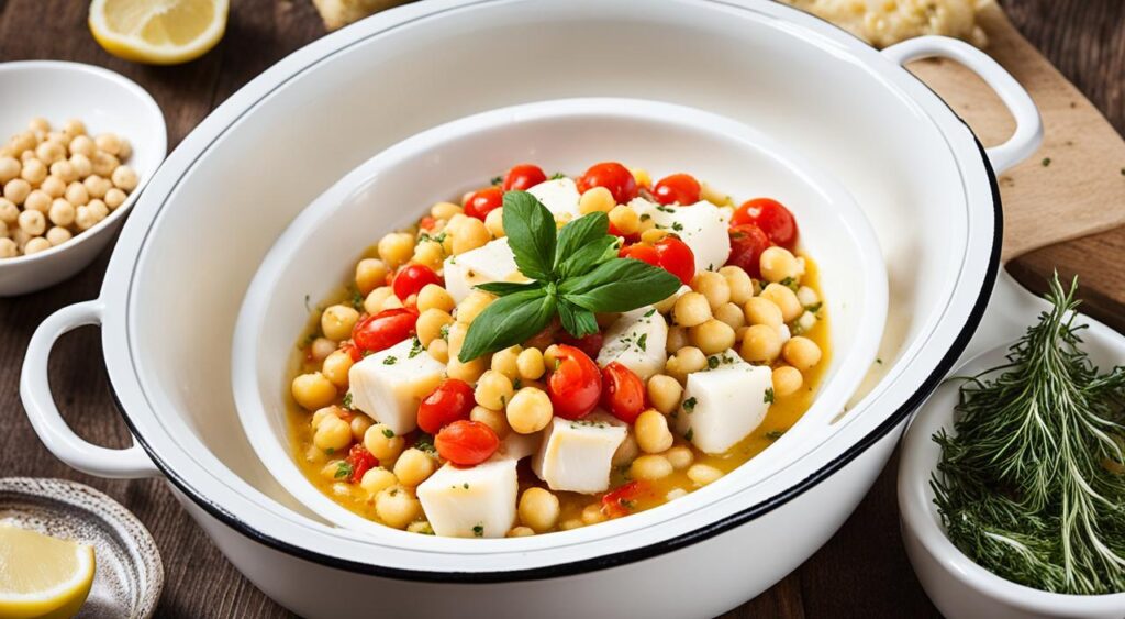 bacalhau com grão de bico