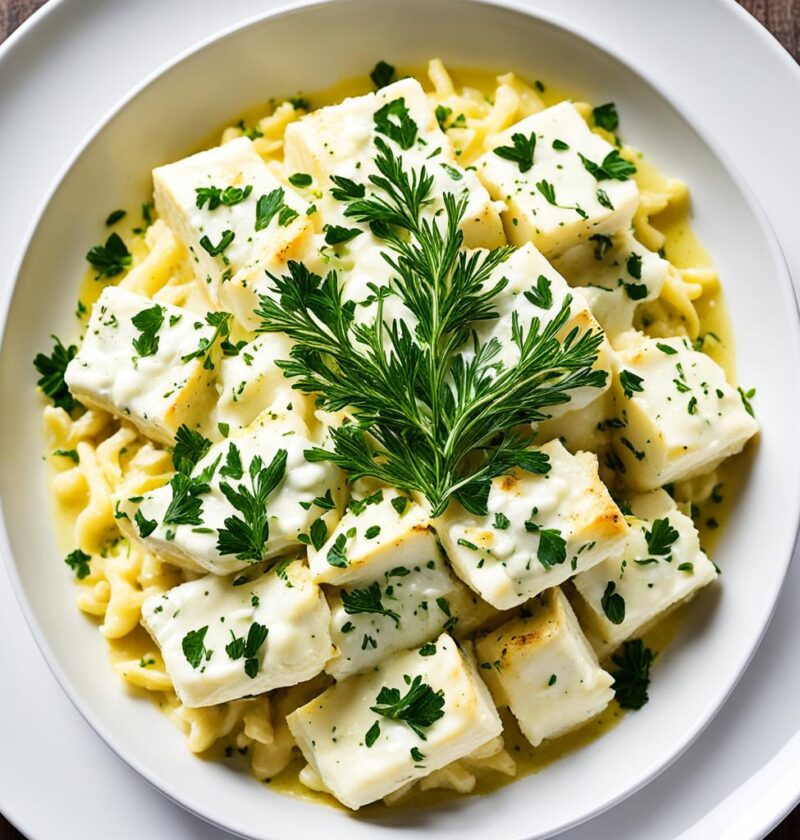 bacalhau com maionese caseira e ervas finas