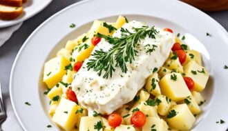 bacalhau com maionese e batata cozida