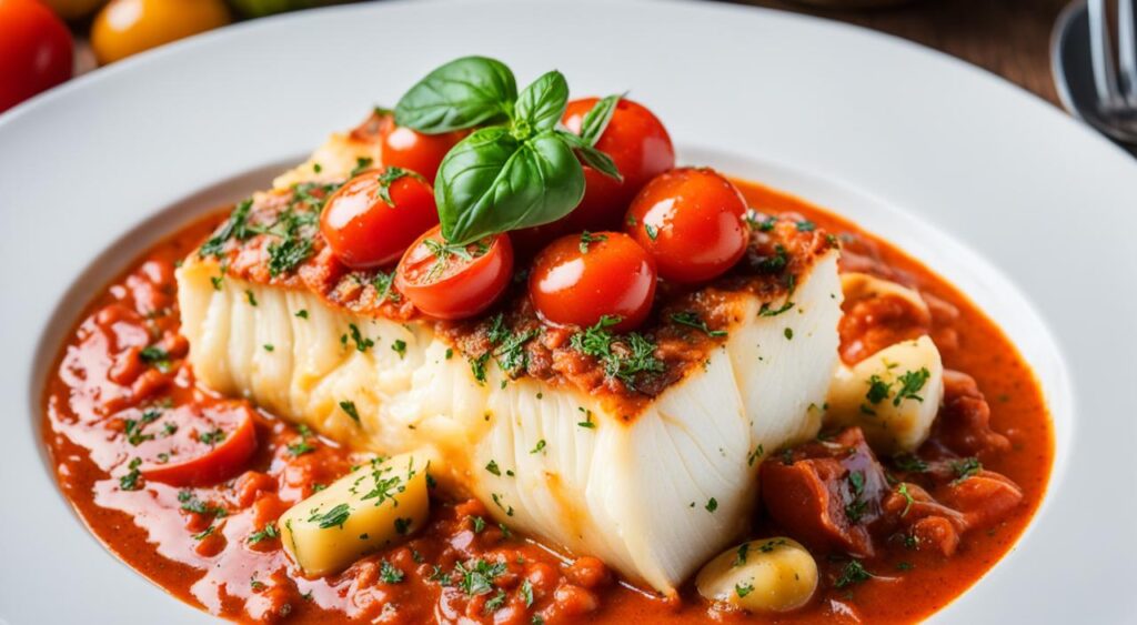 bacalhau com molho de tomate