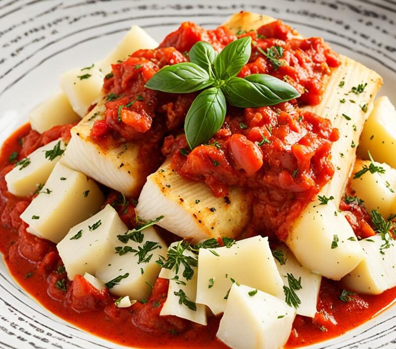 bacalhau com molho de tomate caseiro