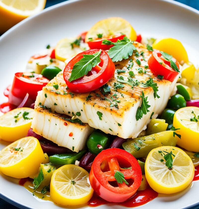 bacalhau com pimentos e cebolas