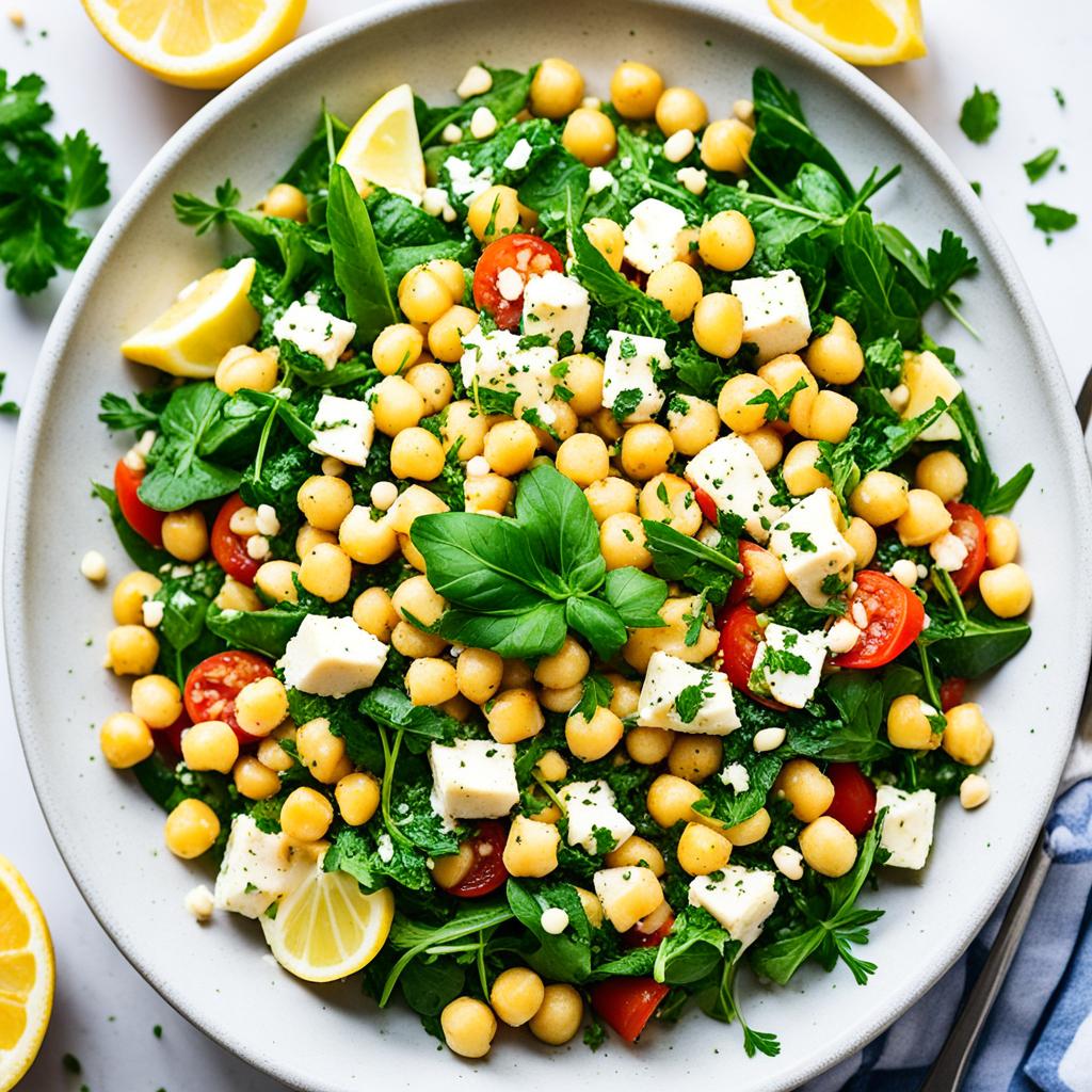 salada de grão-de-bico com bacalhau