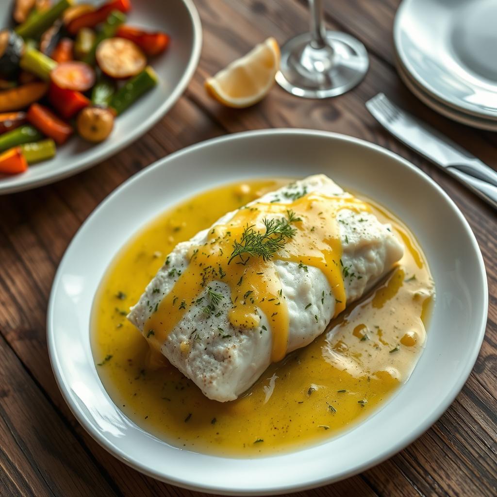 Bacalhau ao Molho de Manteiga e Limão com Ervas Frescas