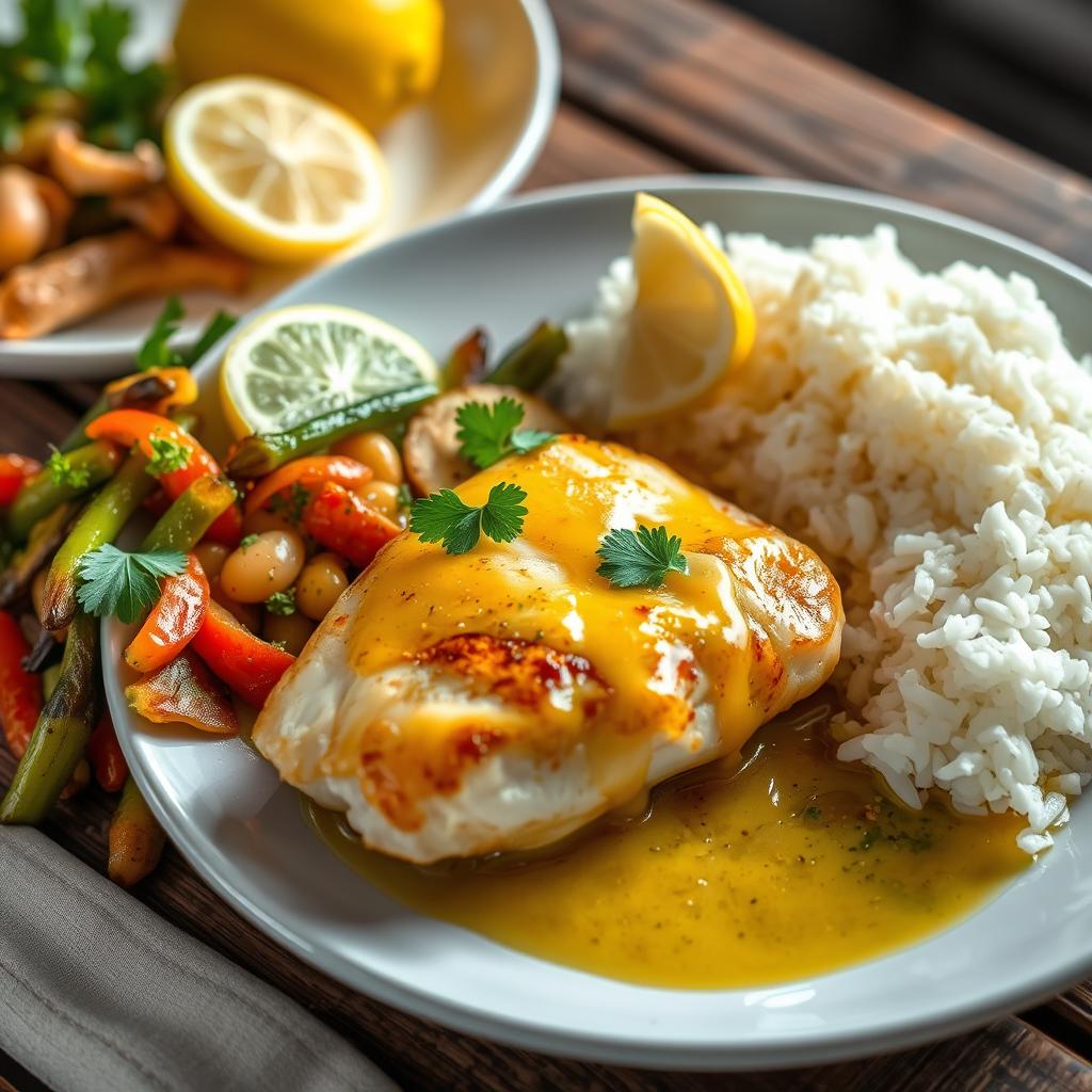 Bacalhau ao molho de manteiga e limão