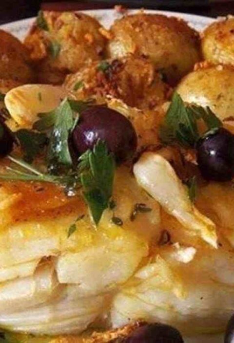 Bacalhau com Batatas ao Murro e Cebolas Caramelizadas