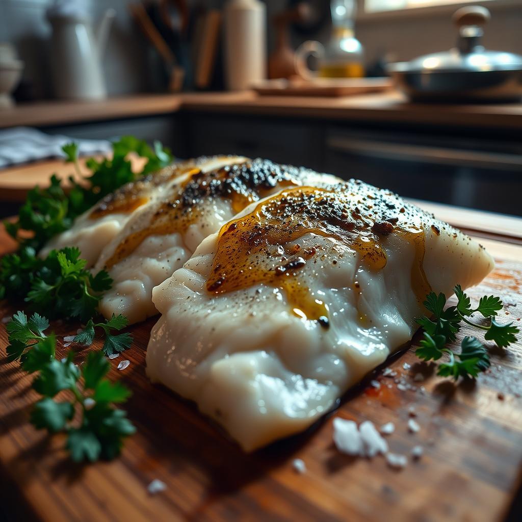 Postas de bacalhau altas e suculentas