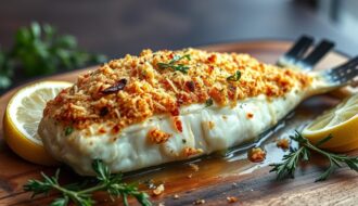 bacalhau ao forno com crosta de parmesão e alho