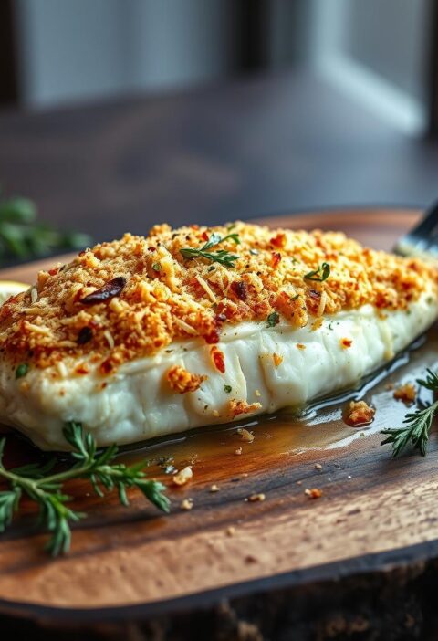 bacalhau ao forno com crosta de parmesão e alho