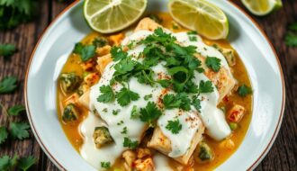 bacalhau ao molho de leite de coco e coentro