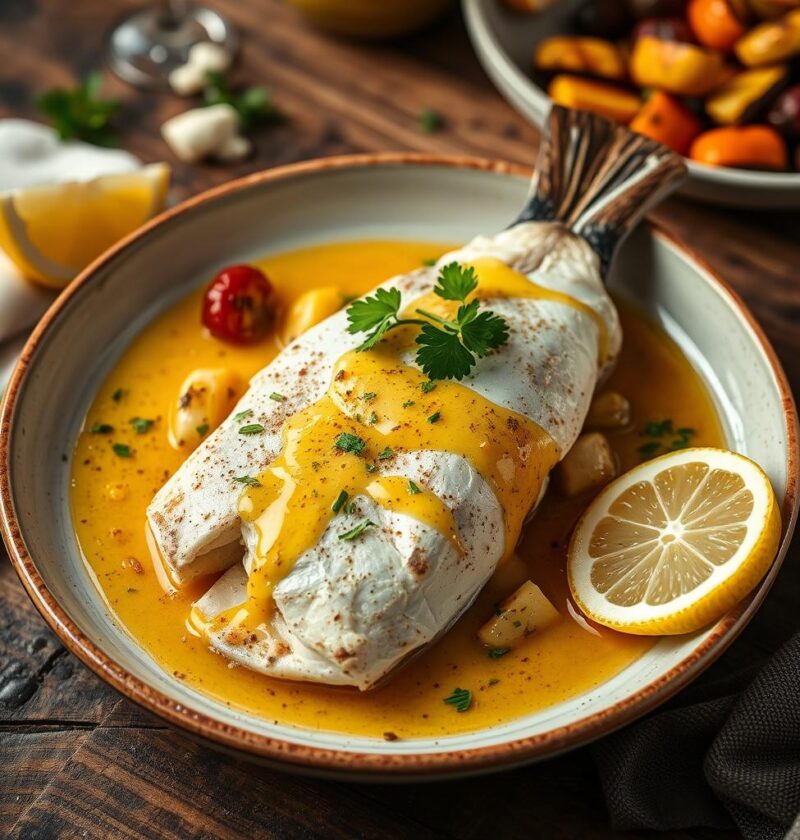 bacalhau ao molho de manteiga e limão