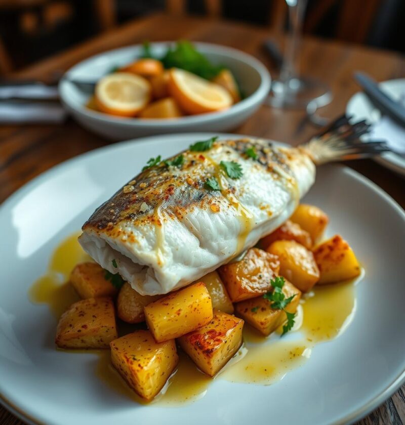 bacalhau com batatas e molho de alho