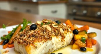 Bacalhau com Crosta de Azeitonas e Amêndoas: Receita Crocante e Saborosa