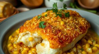 Bacalhau com Crosta de Broa de Milho e Alho: Crocante e Delicioso