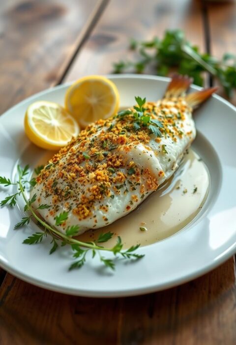 bacalhau com crosta de ervas e limão siciliano