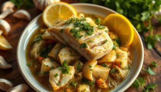 bacalhau com molho de alho e coentro