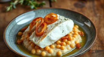 Bacalhau com Purê de Grão-de-Bico e Cebola Caramelizada: Receita Cremosa e Saborosa