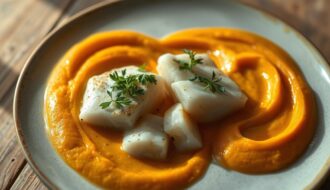 bacalhau com purê de mandioquinha e ervas