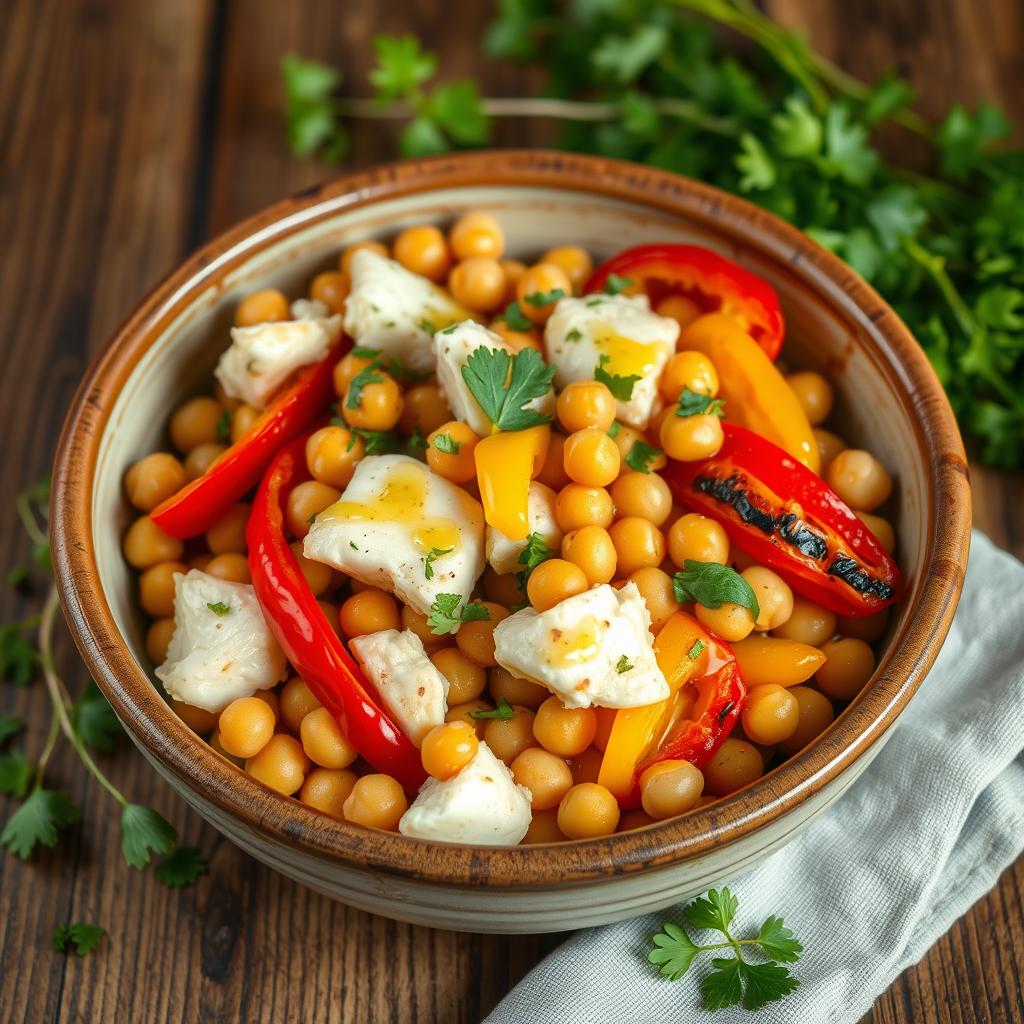 salada de bacalhau com grão-de-bico