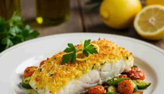 Bacalhau com Crosta de Parmesão e Limão